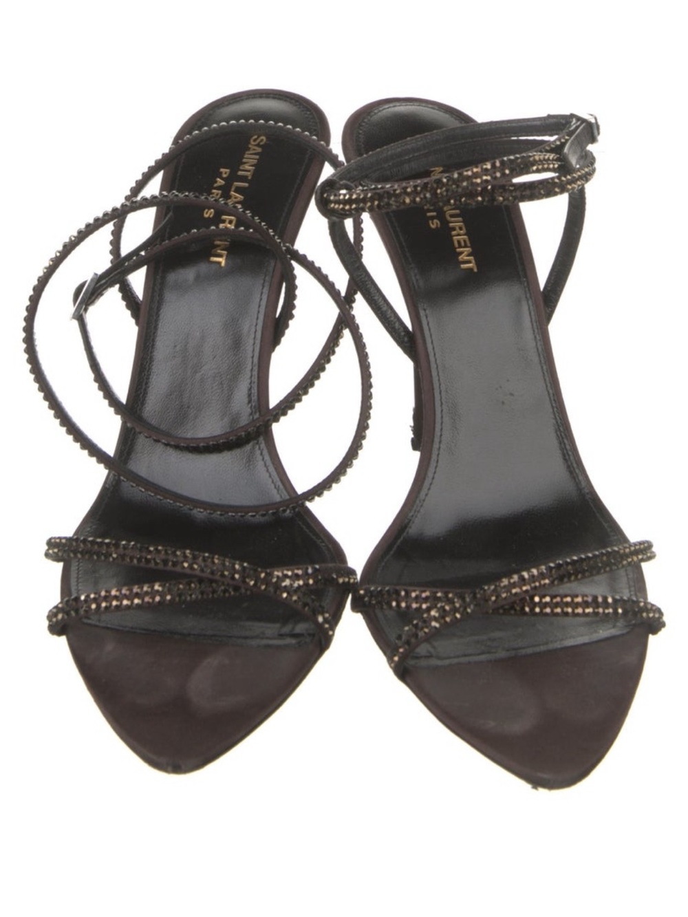 Saint Laurent Satin Crystal Embellishments Sandals - Picture 3 of 5